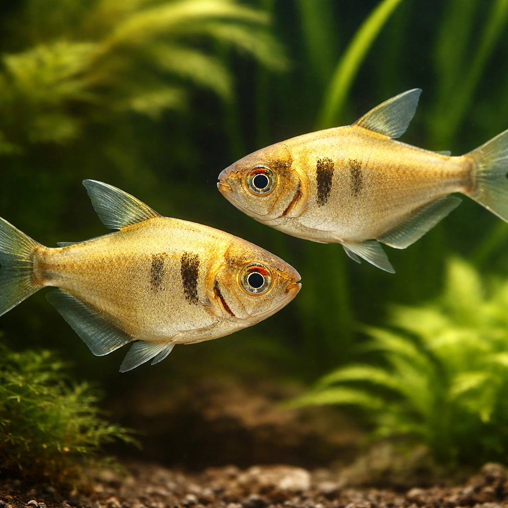 Brass Tetra — tropical fish for sale UK — AI pair planted view