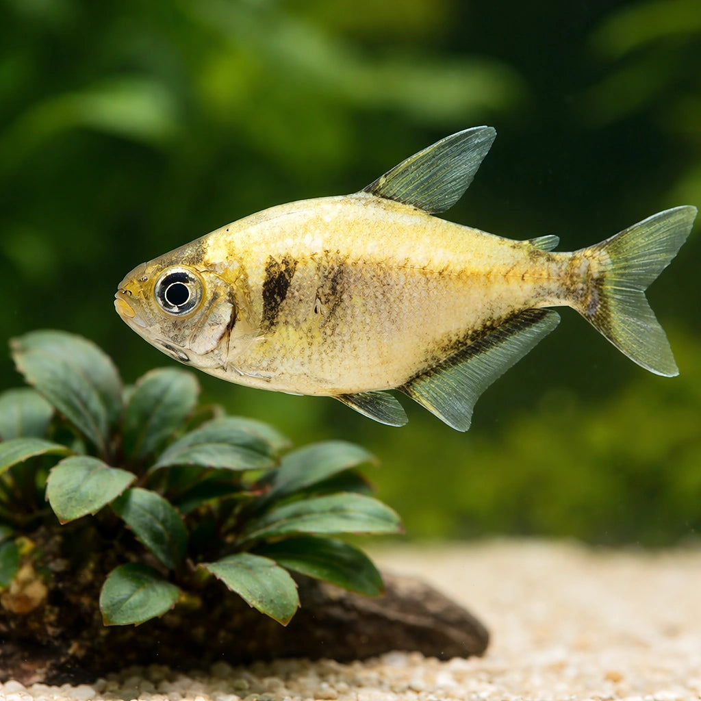 Brass Tetra — tropical fish for sale UK — AI scale plant view