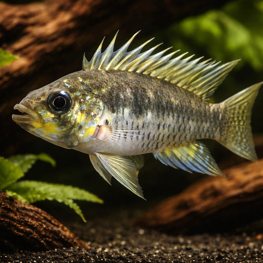 Breitbinden Dwarf Cichlid — tropical fish for sale UK — AI hero driftwood view