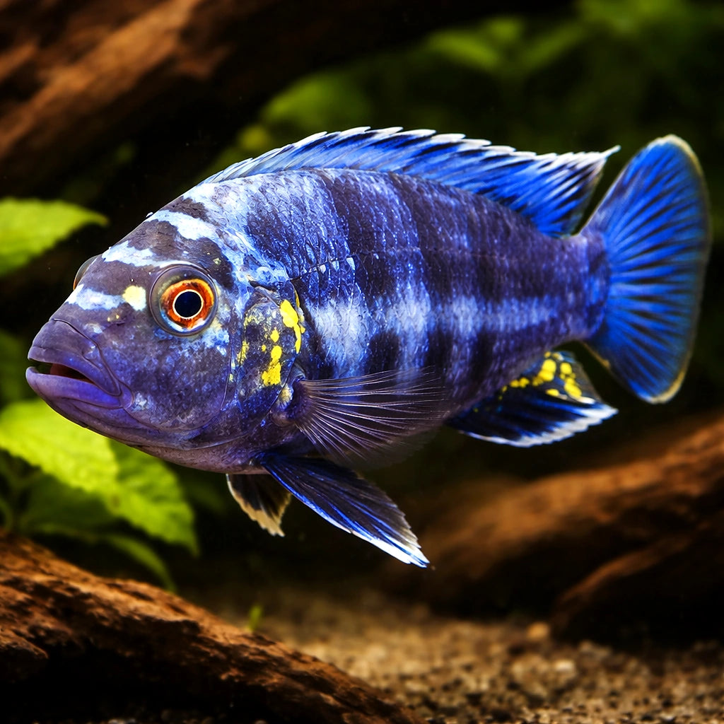 Brevis Mbuna — tropical fish for sale UK — AI hero driftwood view