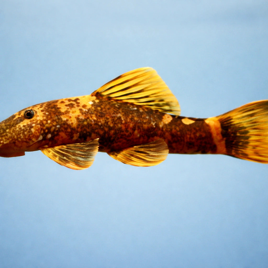 Bristle-Nose catfish red+black — tropical fish for sale UK — AI side clean view