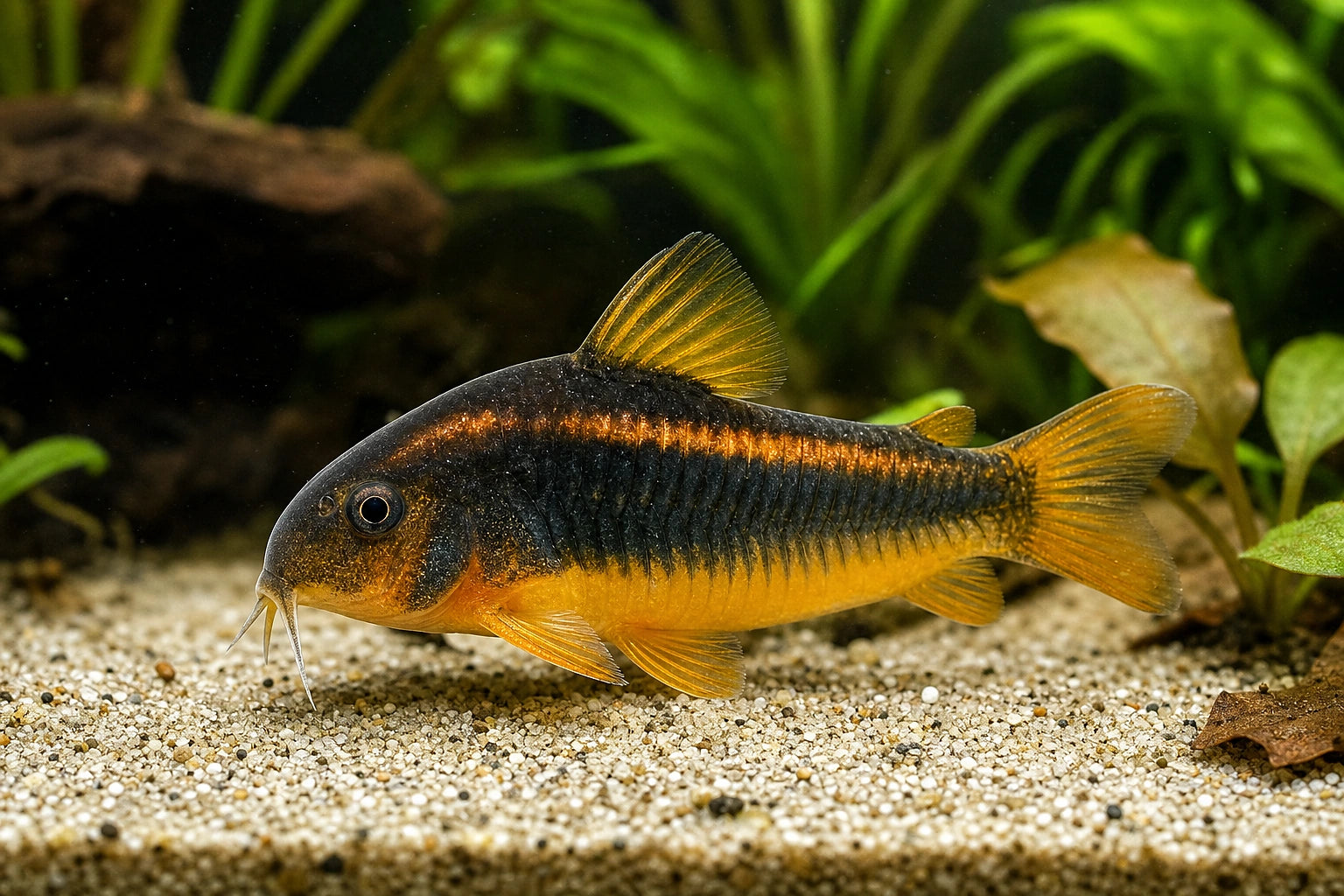 Bronze Catfish gold strip (Corydoras aeneus peru gold strip) - SKU 8417 Petra-reference aquarium image