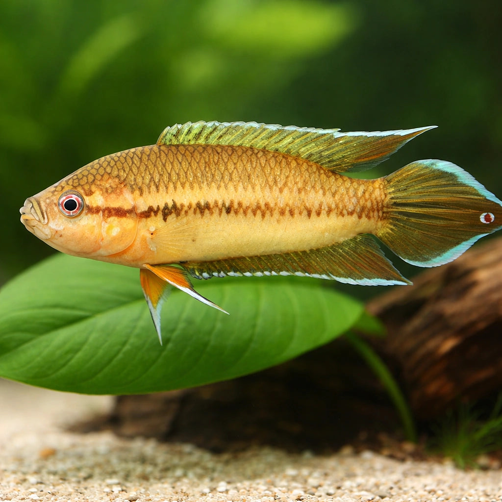 Brown Spiketail Paradisefish — tropical fish for sale UK — AI scale plant view