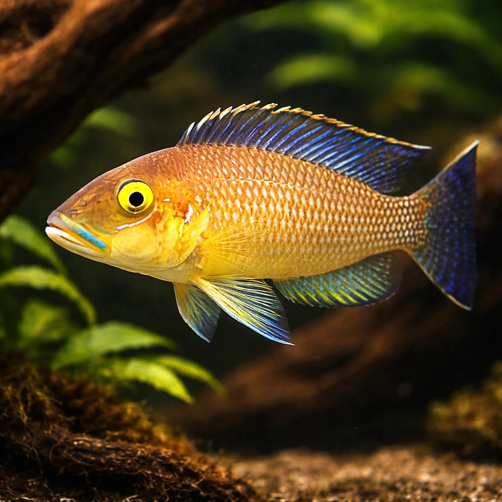 Callipterus — tropical fish for sale UK — AI hero driftwood view