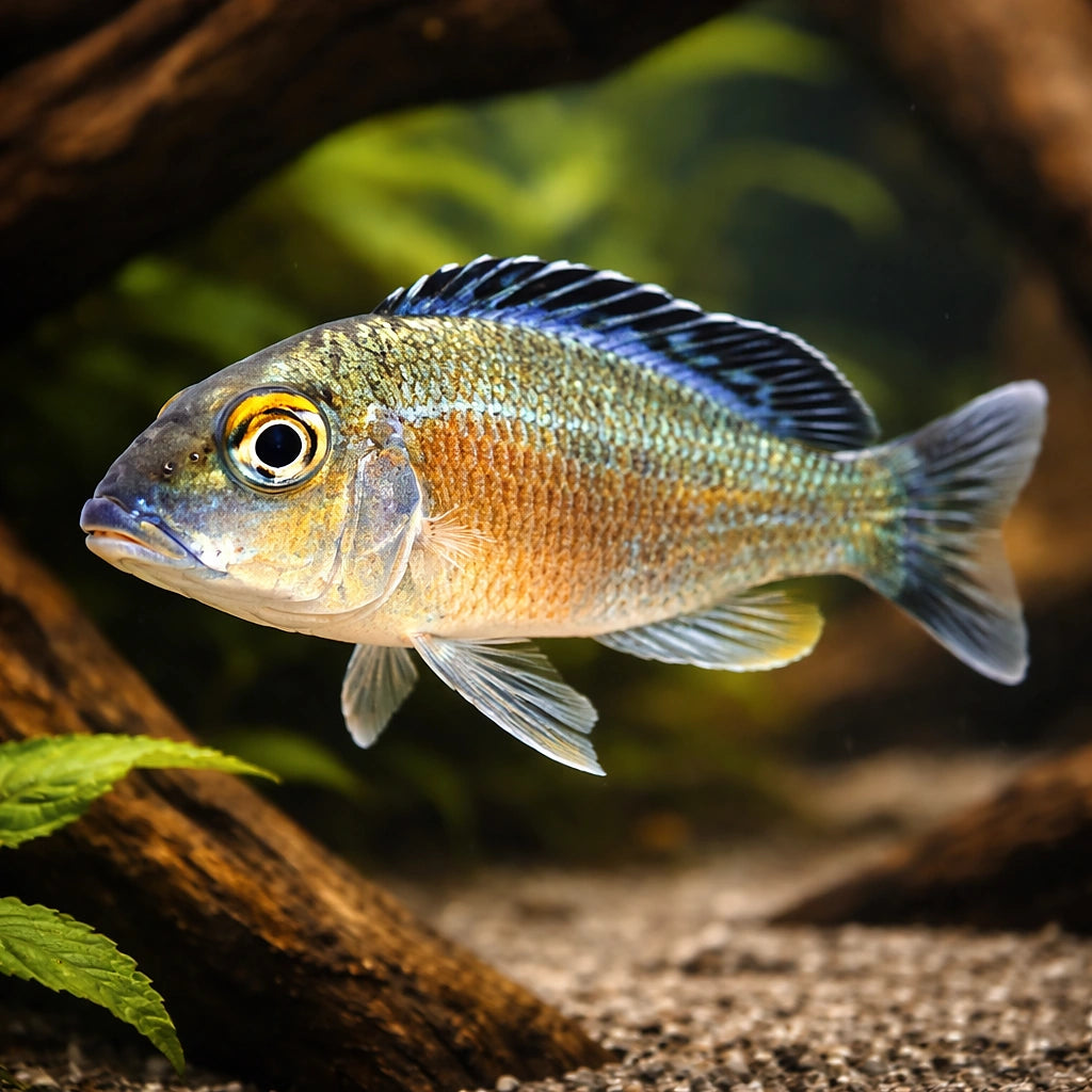 Callochromis macrops 5,5 - — tropical fish for sale UK — AI hero driftwood view