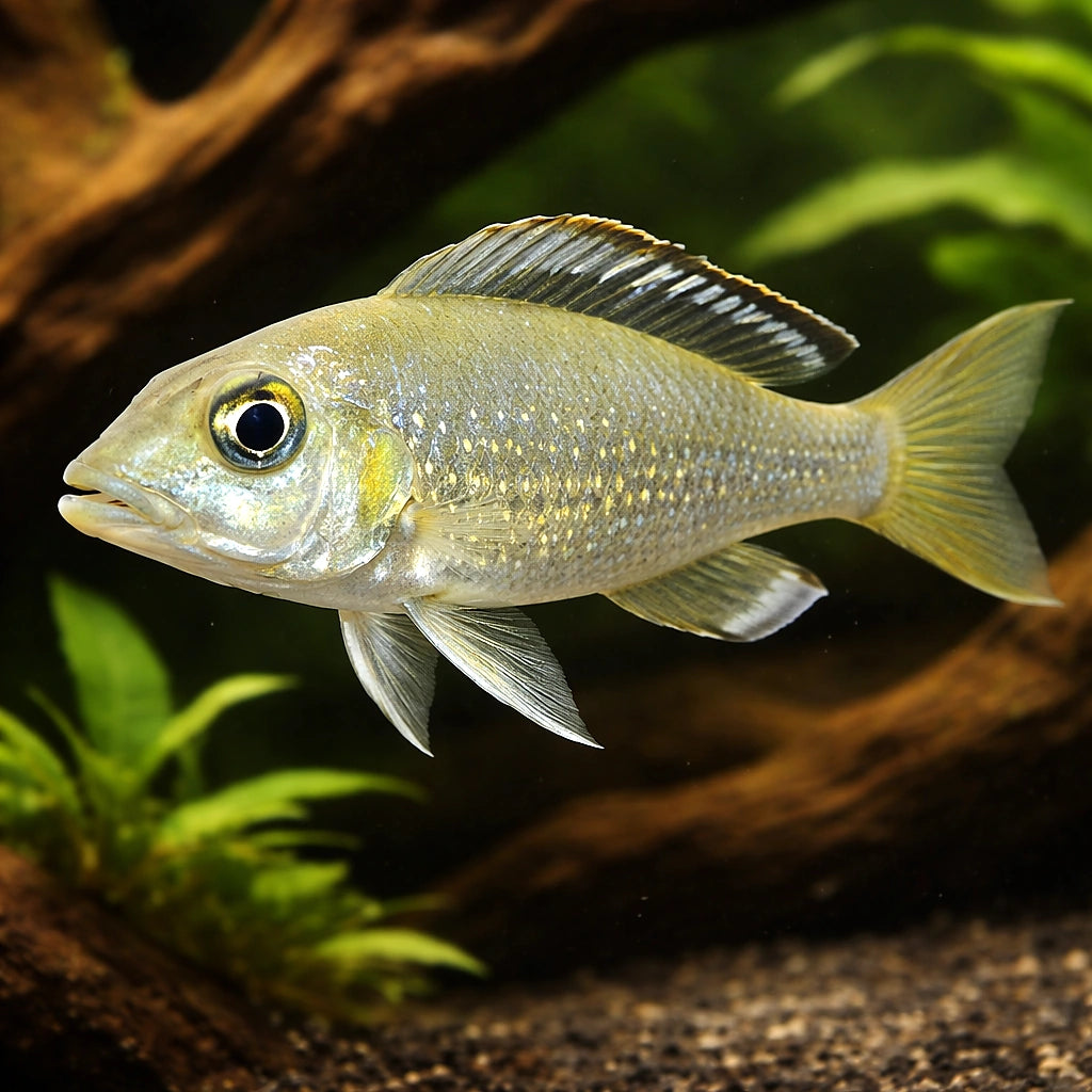 Callochromis stappersi 3 - — tropical fish for sale UK — AI hero driftwood view