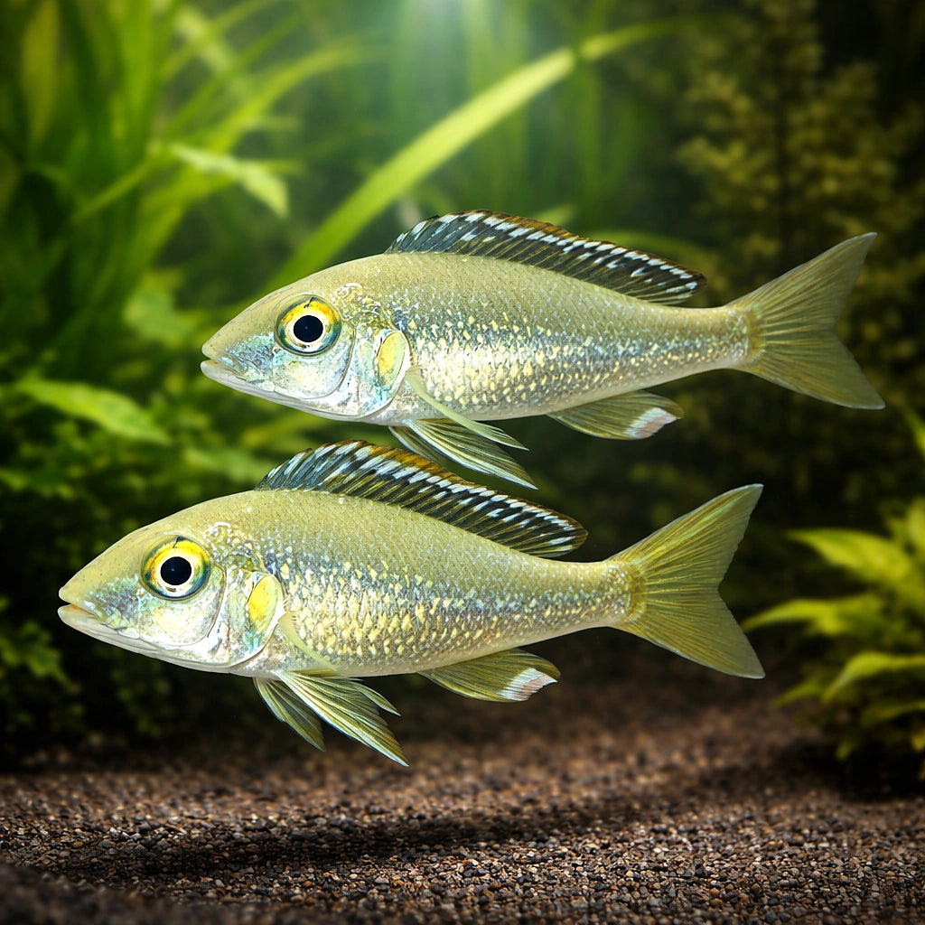 Callochromis stappersi 3 - — tropical fish for sale UK — AI pair planted view
