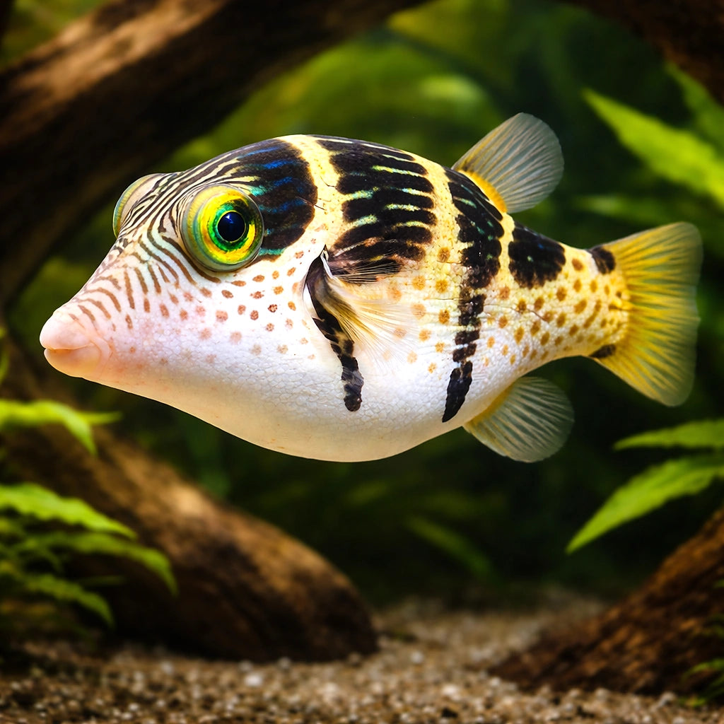 Canthigaster Valentini Puffer Fish for UK Aquariums — tropical fish for sale UK — AI hero driftwood view