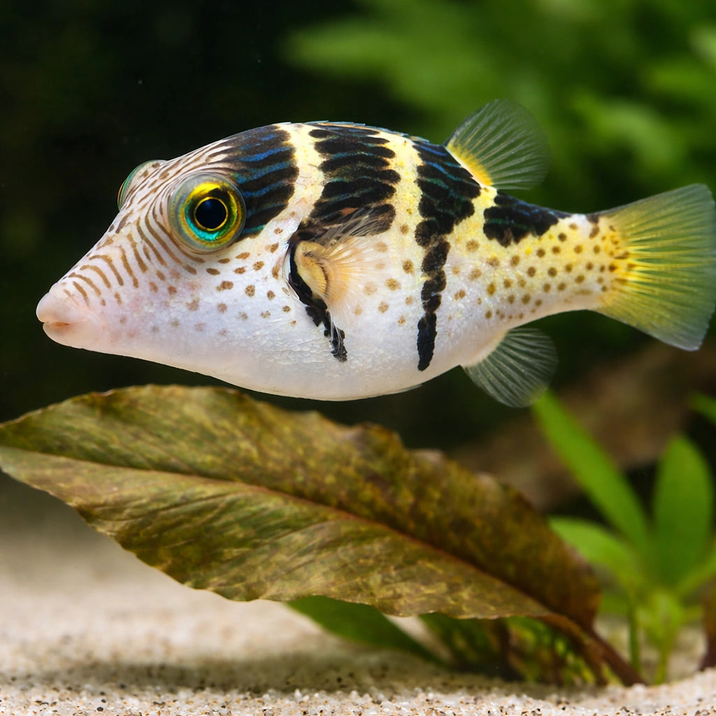 Canthigaster Valentini Puffer Fish for UK Aquariums — tropical fish for sale UK — AI scale plant view