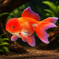 Carassius auratus l.f. red oranda — tropical fish for sale UK — AI hero driftwood view