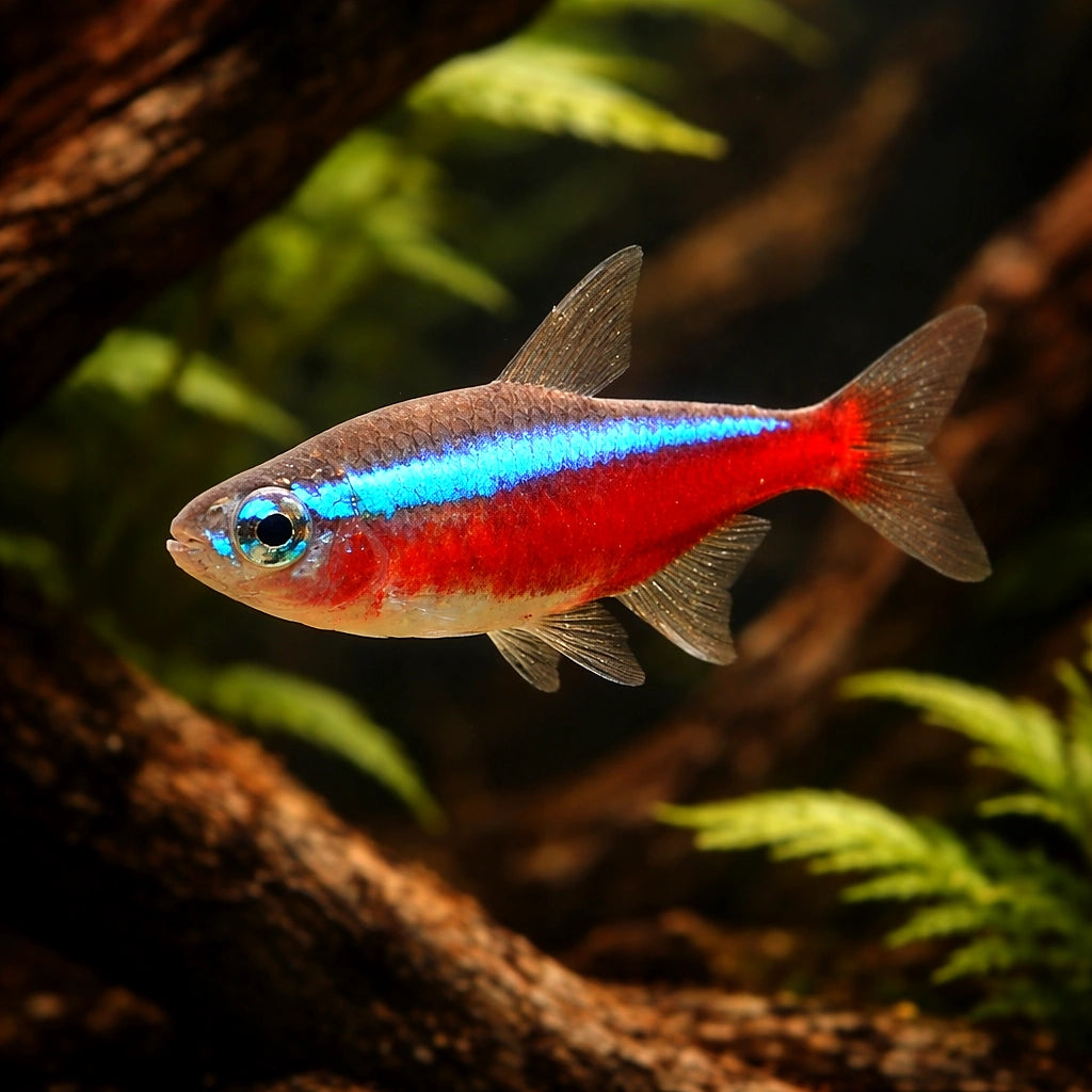 Cardinal Tetras — South American Tetra for sale UK — AI hero driftwood view