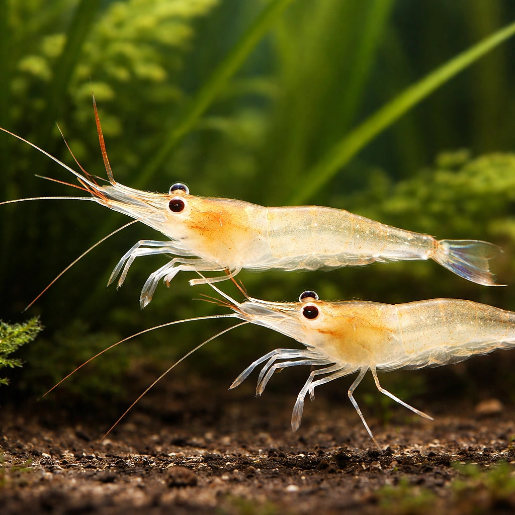 Caridina ensifera 1 - 1, — tropical fish for sale UK — AI pair planted view