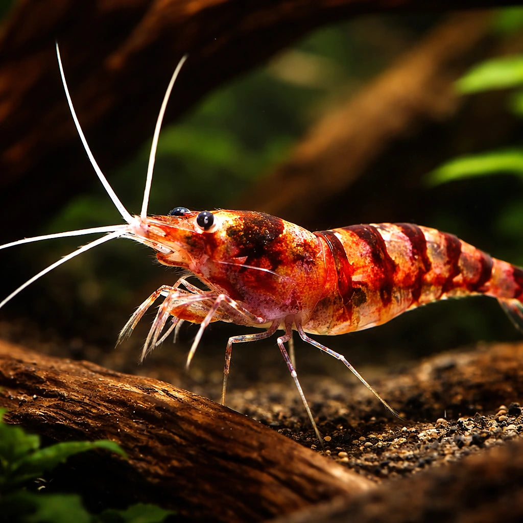Caridina sp. purple zebra 1 - — tropical fish for sale UK — AI hero driftwood view