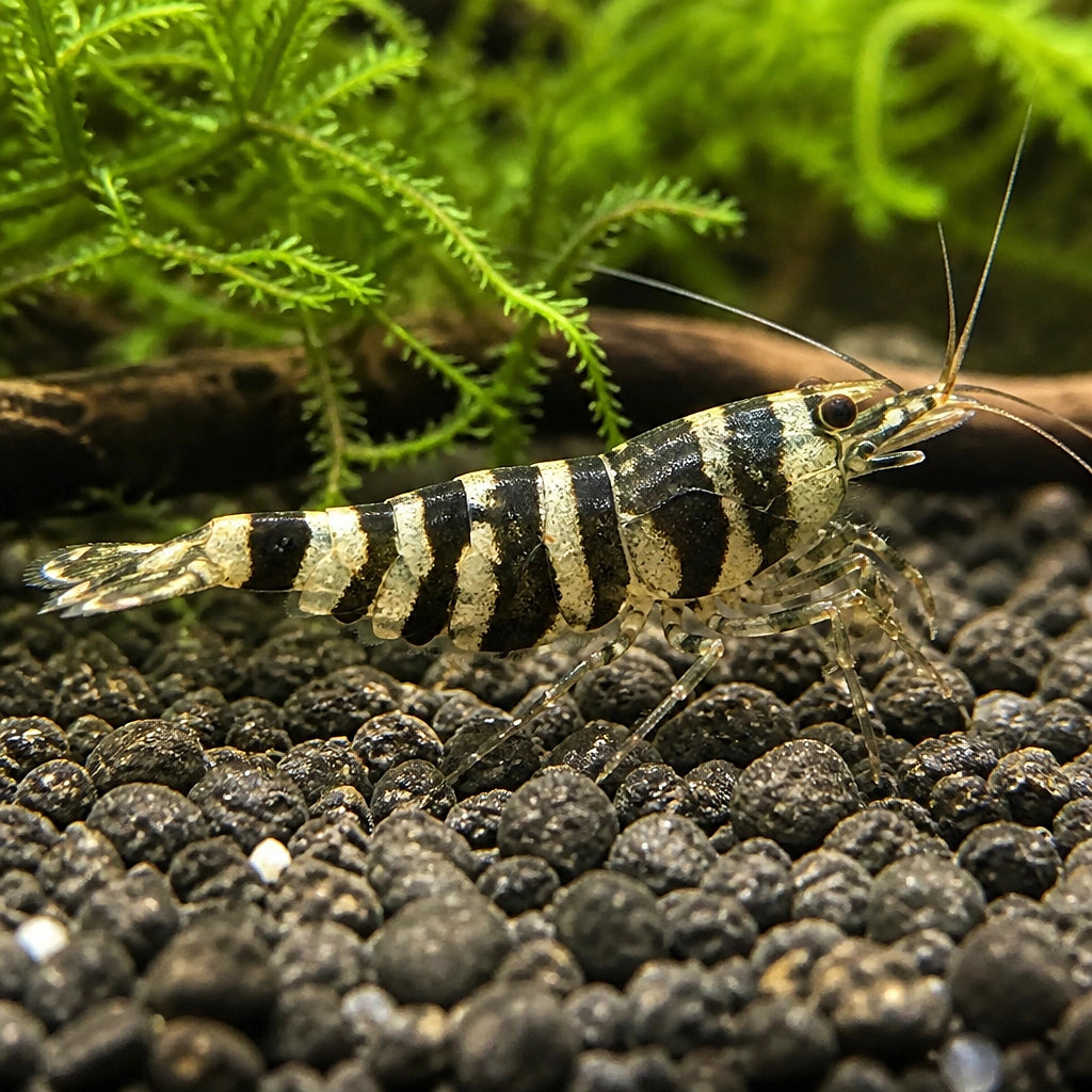 Racoon Tiger Shrimp - Caridina Cantonensis - Aquatic Invertebrate - Crustacean — Shrimp for sale UK — AI natural aquarium view