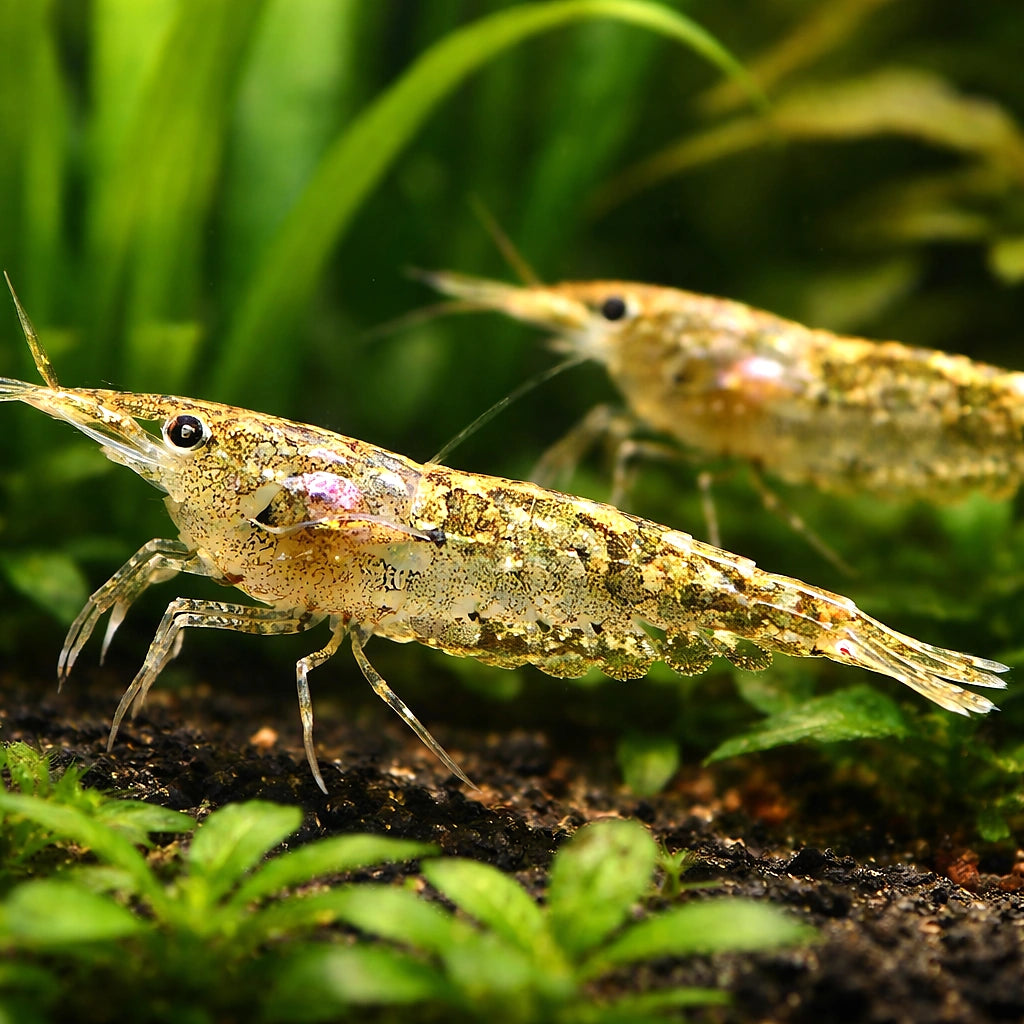 Caridina sp. rainbow — tropical fish for sale UK — AI pair planted view