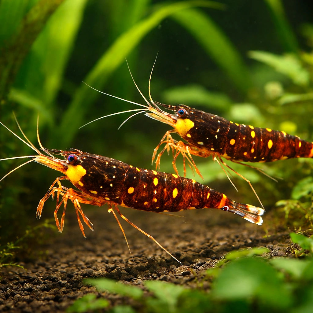 Caridina sp. yellow cheek celebe 1 - 1, — tropical fish for sale UK — AI pair planted view