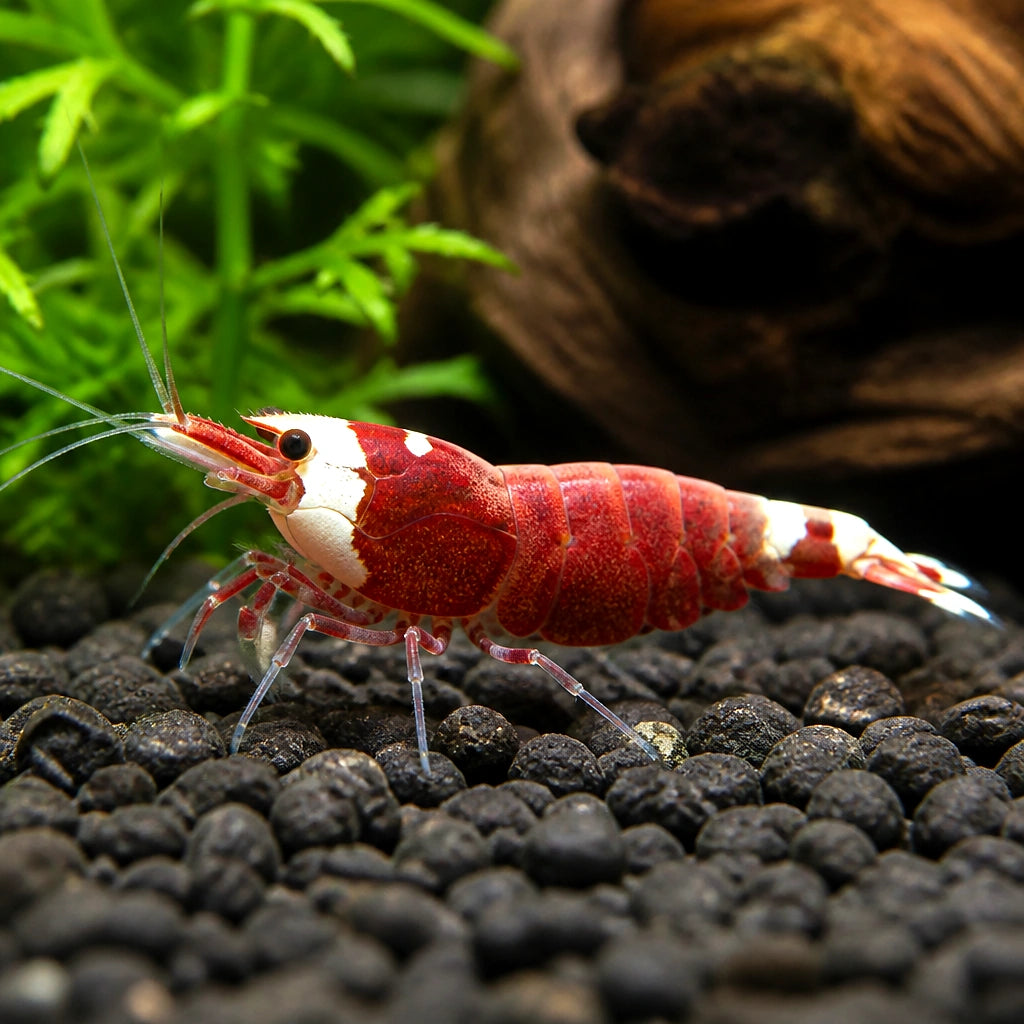 Red Wine Hinomaru Shrimp - Caridina Cantonensis - Taiwan Bee - Invertebrate — Shrimp for sale UK — AI natural aquarium view