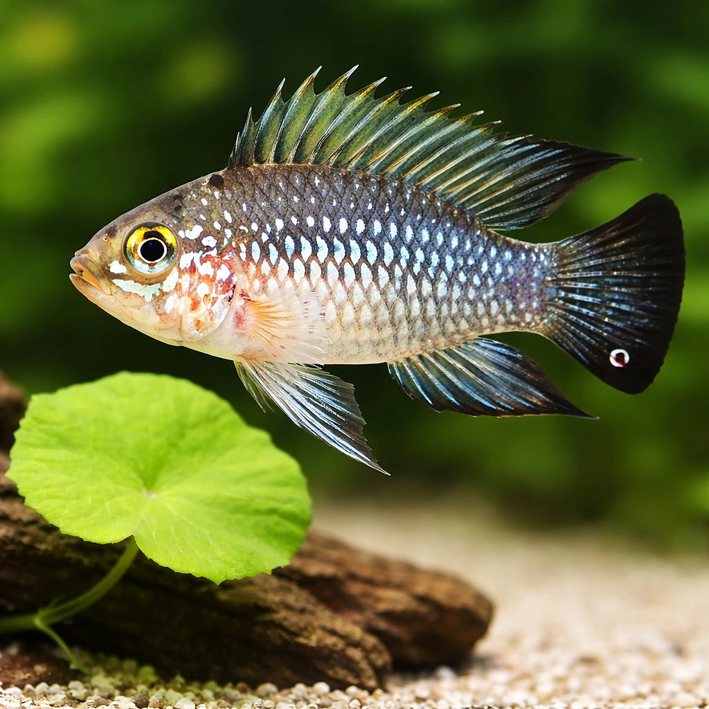 Carpintada Dwarf Cichlid — tropical fish for sale UK — AI scale plant view