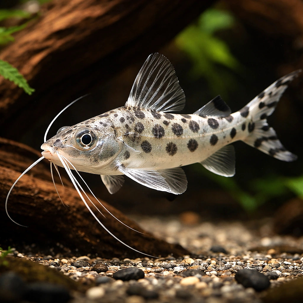 Pimelodus pictus - Pictus Catfish UK (Pimelodus pictus) — Striking spotted Pictus Catfish with active schooling behaviour…