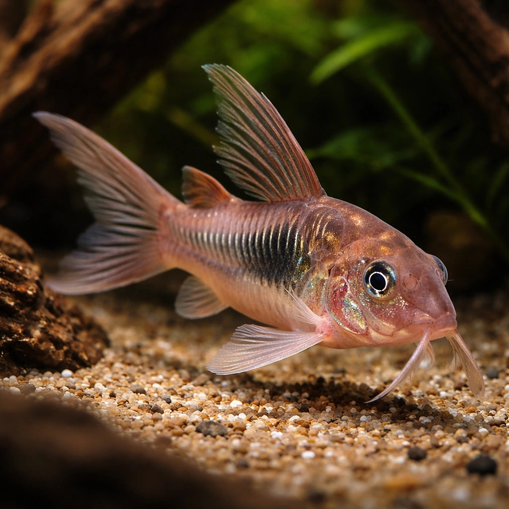 Bronze catfish — Bronze Cory (Corydoras aeneus) (Corydoras aeneus) — The classic community catfish, hardy and widely — hero…