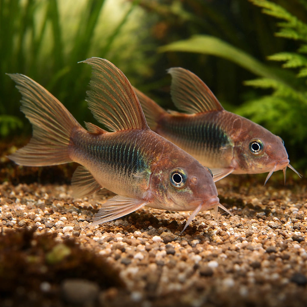 Bronze catfish — Bronze Cory (Corydoras aeneus) (Corydoras aeneus) — The classic community catfish, hardy and widely — pair…