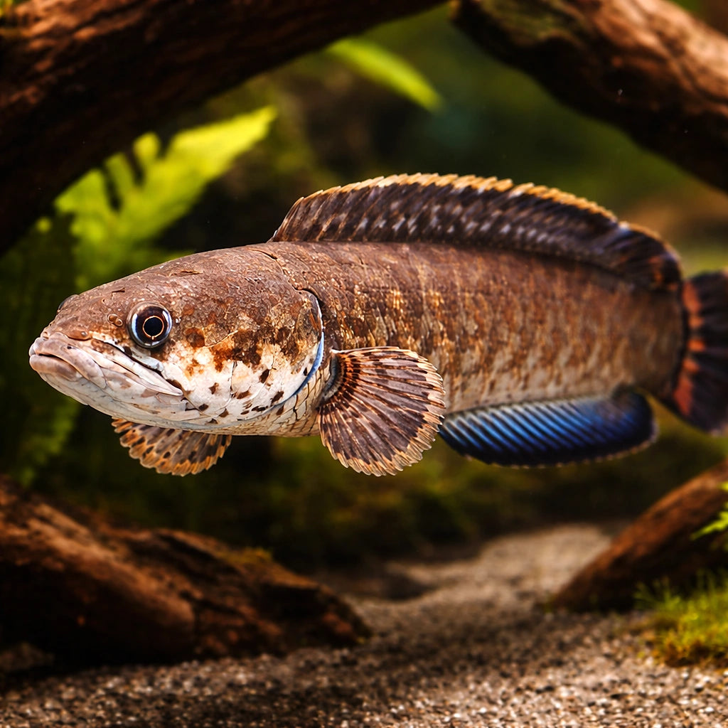 Channa bleheri 9 - — tropical fish for sale UK — AI hero driftwood view