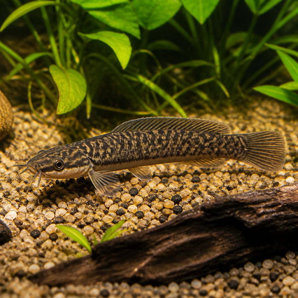 Channallabes apus — tropical fish for sale UK — AI natural aquarium view
