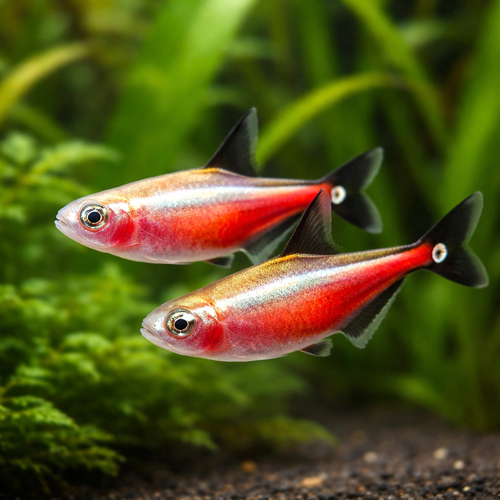 Cheirodon axelrodi gold 2 - 2, — tropical fish for sale UK — AI pair planted view