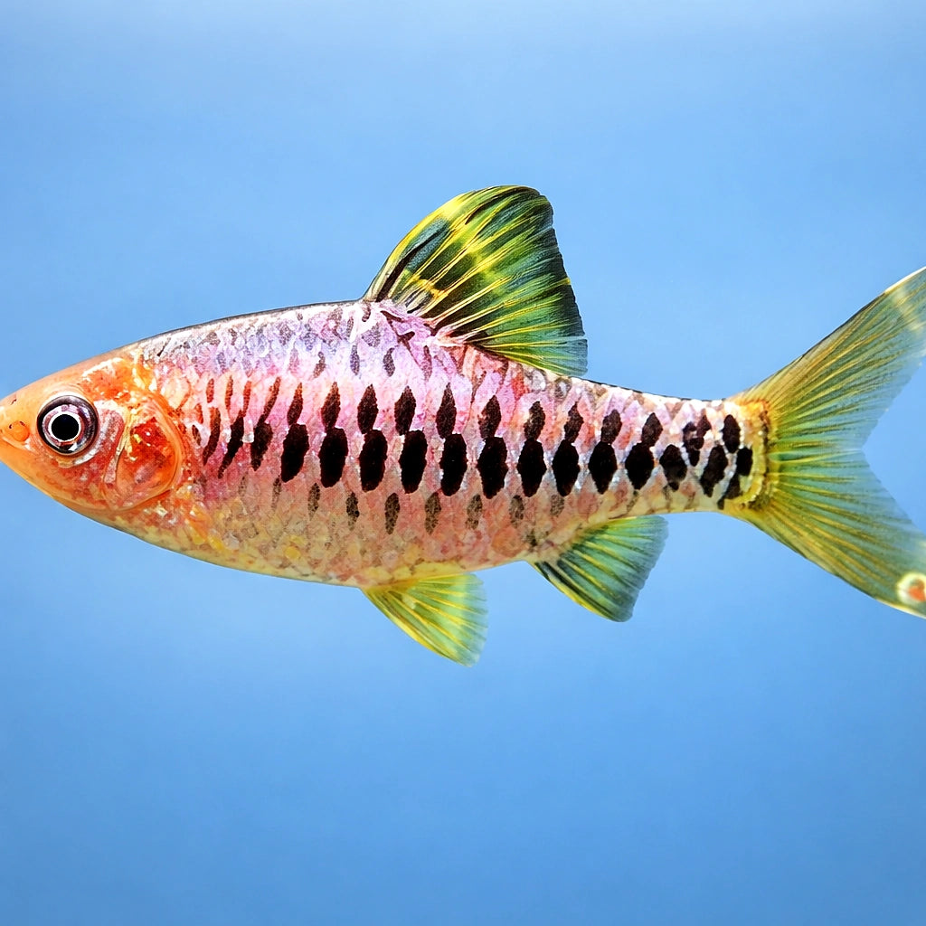 Chequer Barb, gold — tropical fish for sale UK — AI side clean view
