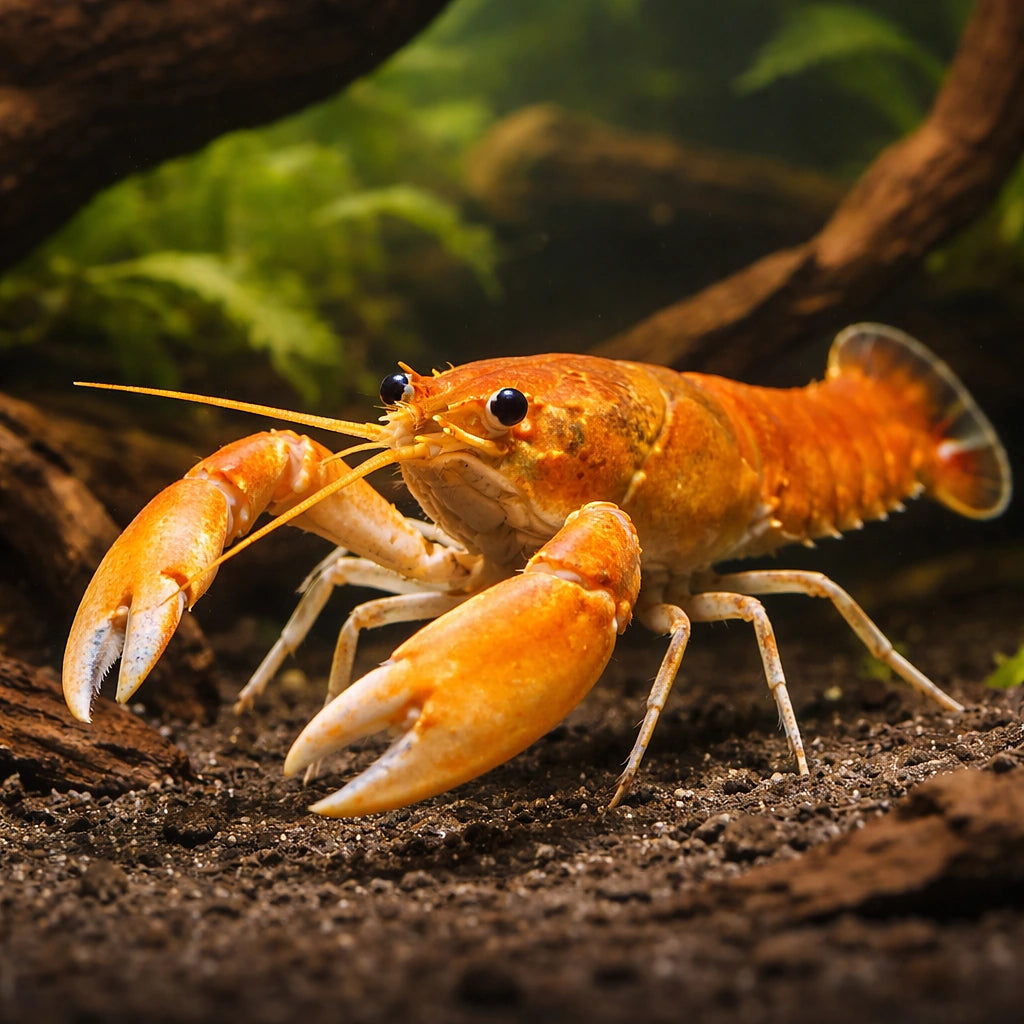 Cherax red lobster — tropical fish for sale UK — AI hero driftwood view