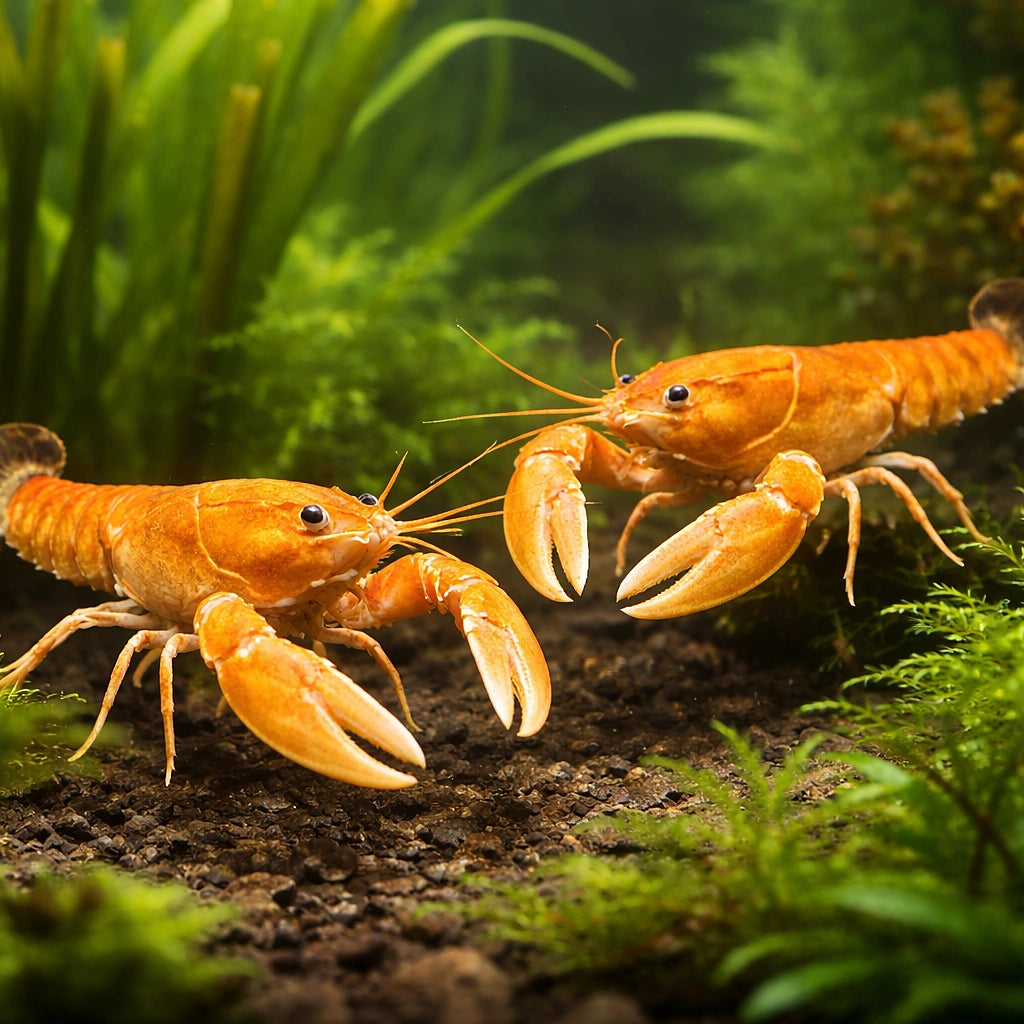 Cherax red lobster — tropical fish for sale UK — AI pair planted view
