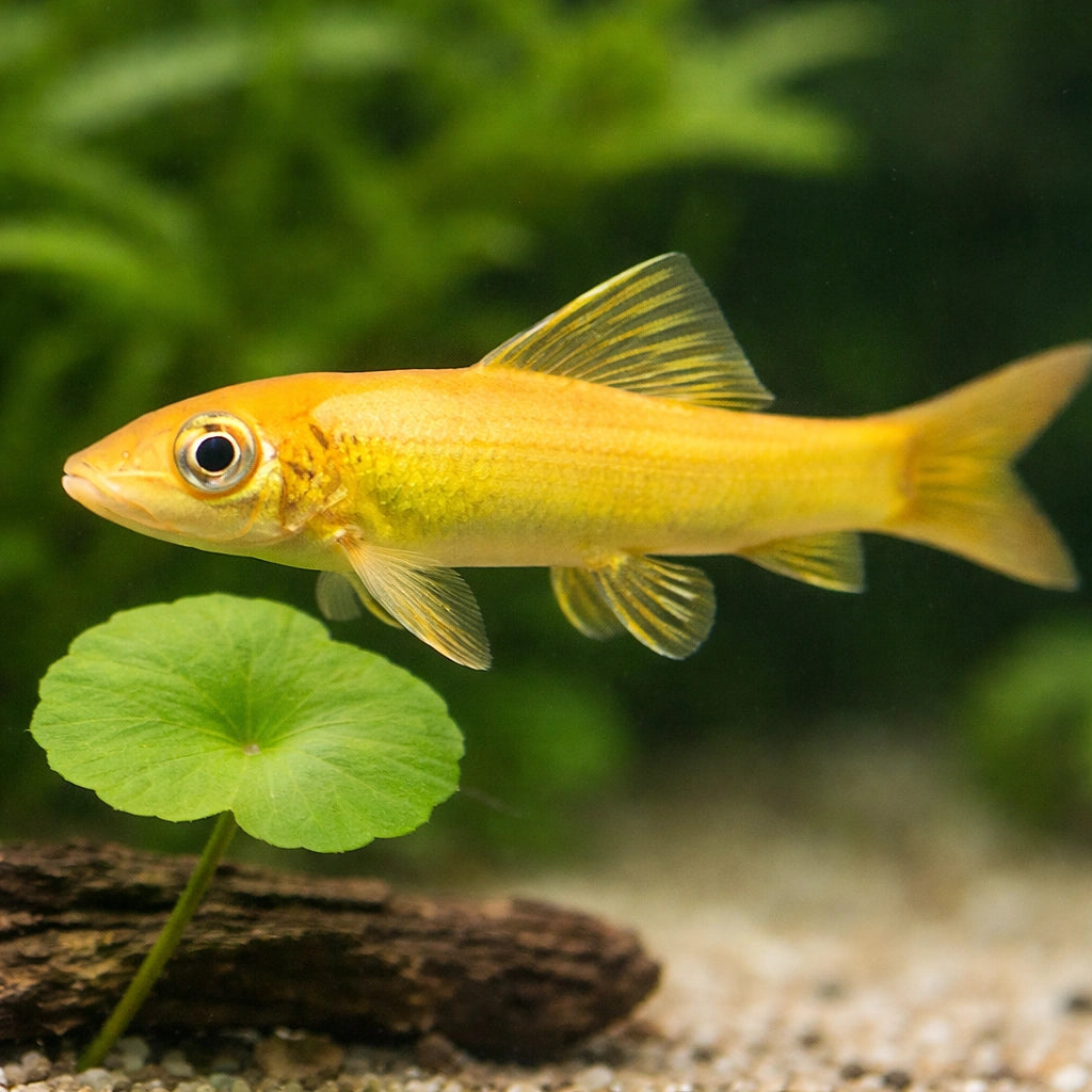 Chinese algae eater gold — Golden Black Chinese Algae Eater (Gyrinocheilus aymonieri) — AI scale plant view