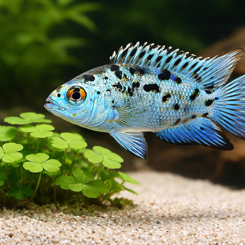 Cichlasoma blue jack dempsey 2 - 2, — tropical fish for sale UK — AI scale plant view