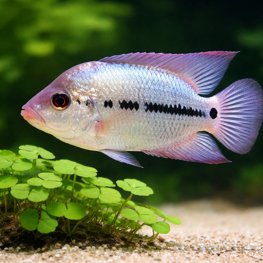 Cichlasoma sp. thai silk flowerhorn 4 - — tropical fish for sale UK — AI scale plant view