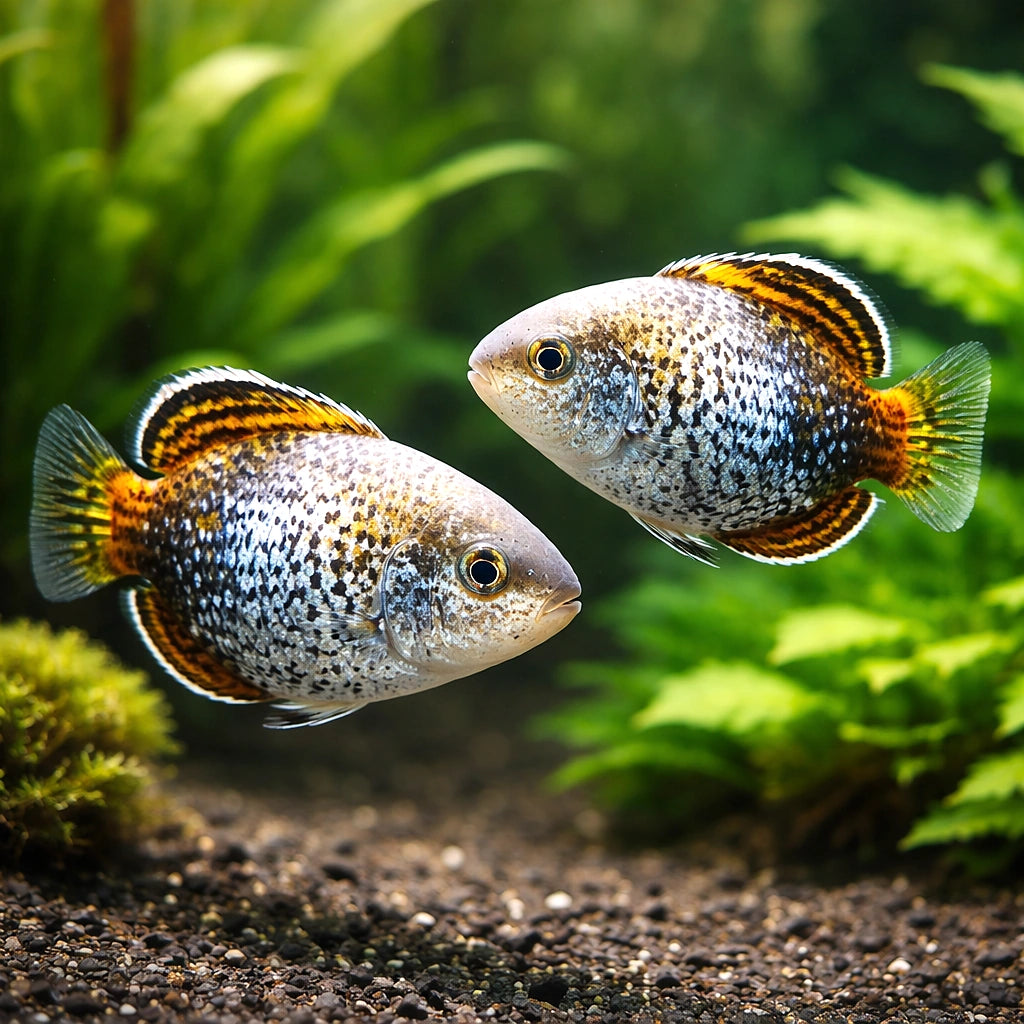 Clithon retropictus — tropical fish for sale UK — AI pair planted view