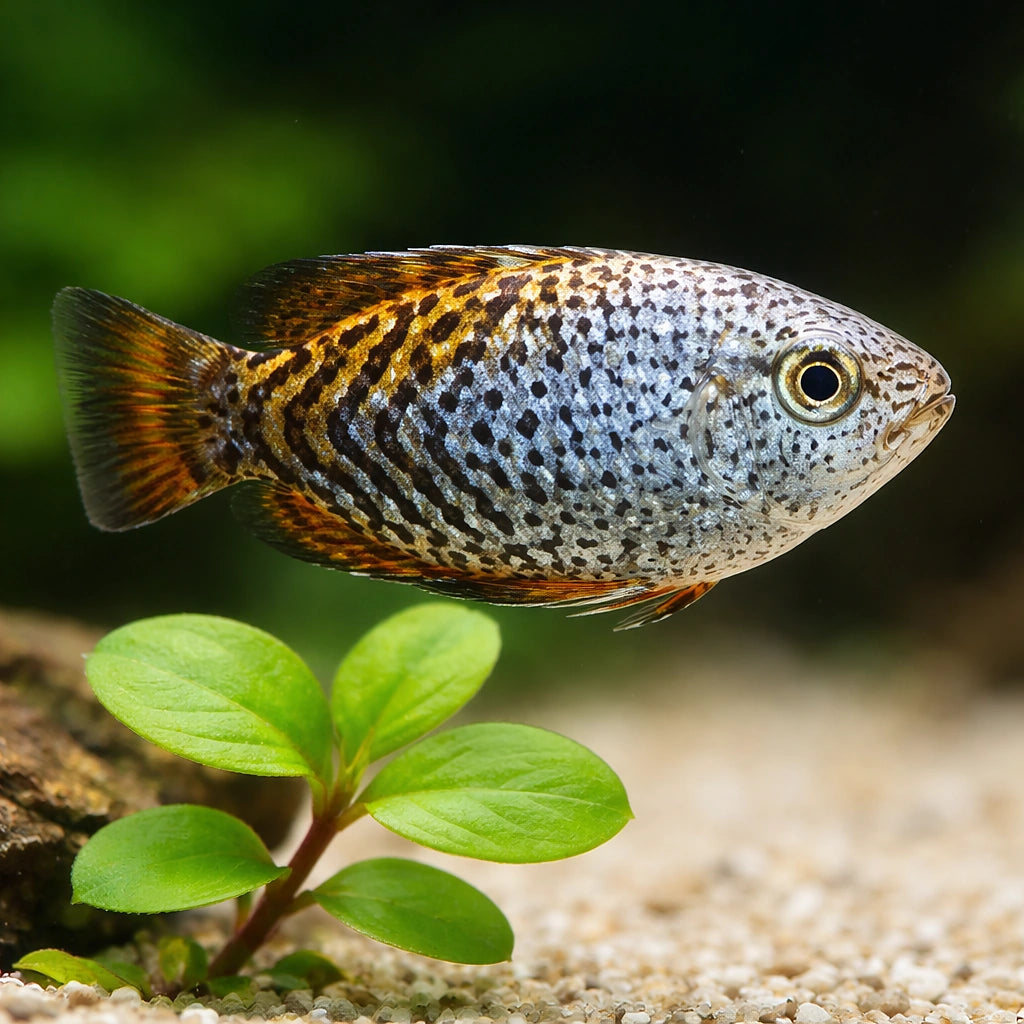 Clithon retropictus — tropical fish for sale UK — AI scale plant view