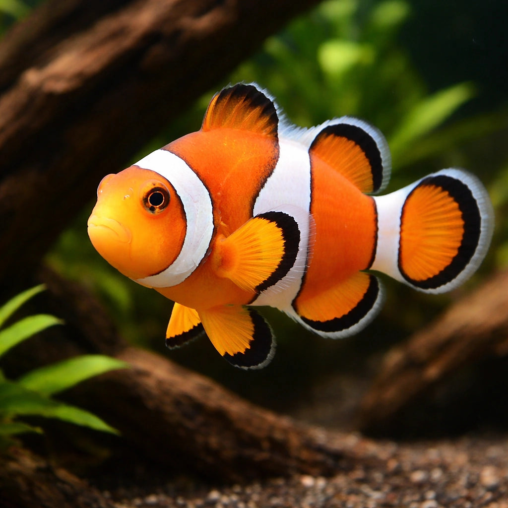 Clown Anemonefish — tropical fish for sale UK — AI hero driftwood view