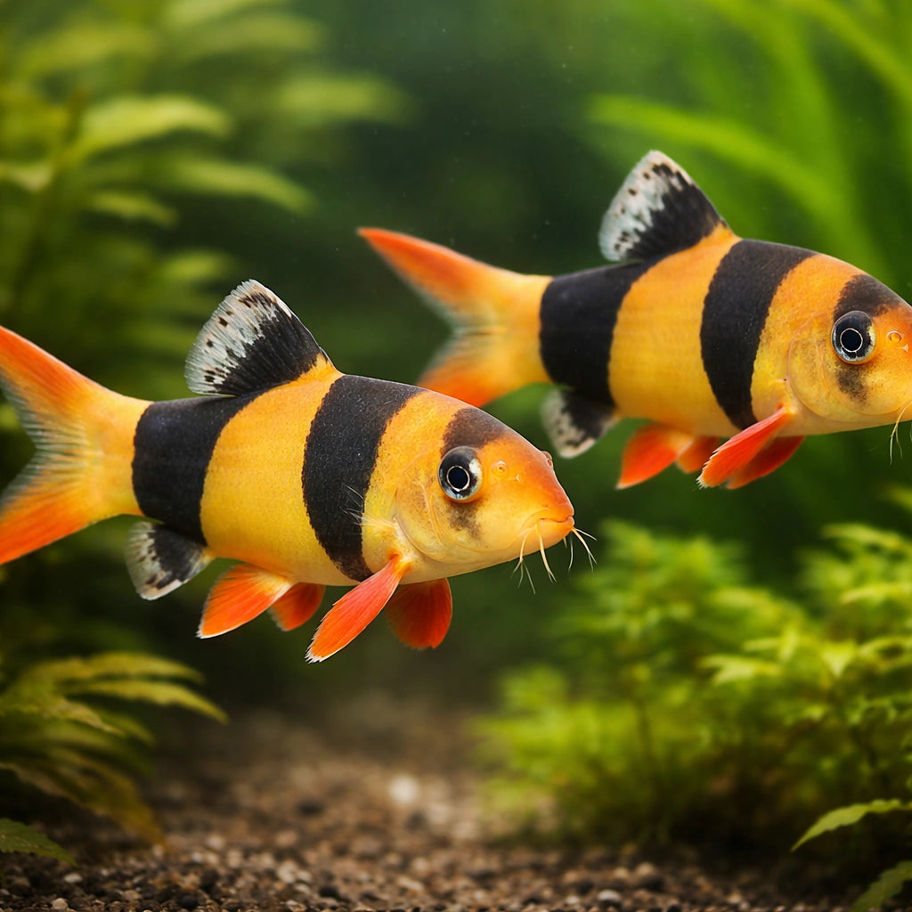 CLOWN LOACH — Loach &amp; Algae Eater for sale UK — AI pair planted view