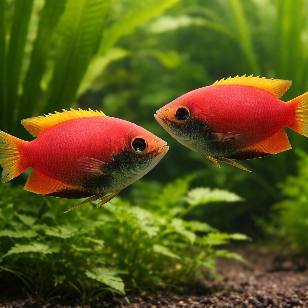 Colisa sota red 4 - — tropical fish for sale UK — AI pair planted view