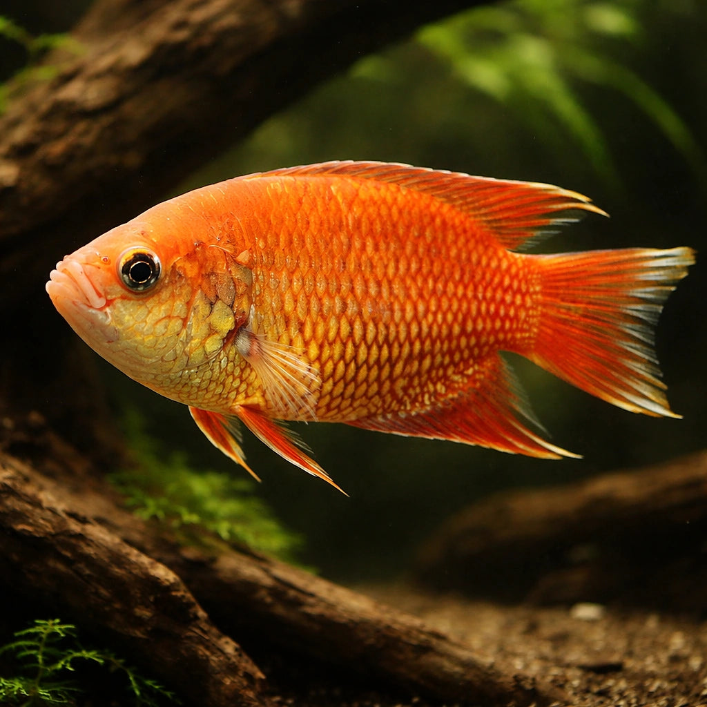 Comb-Tail, Combtail Paradis — tropical fish for sale UK — AI hero driftwood view