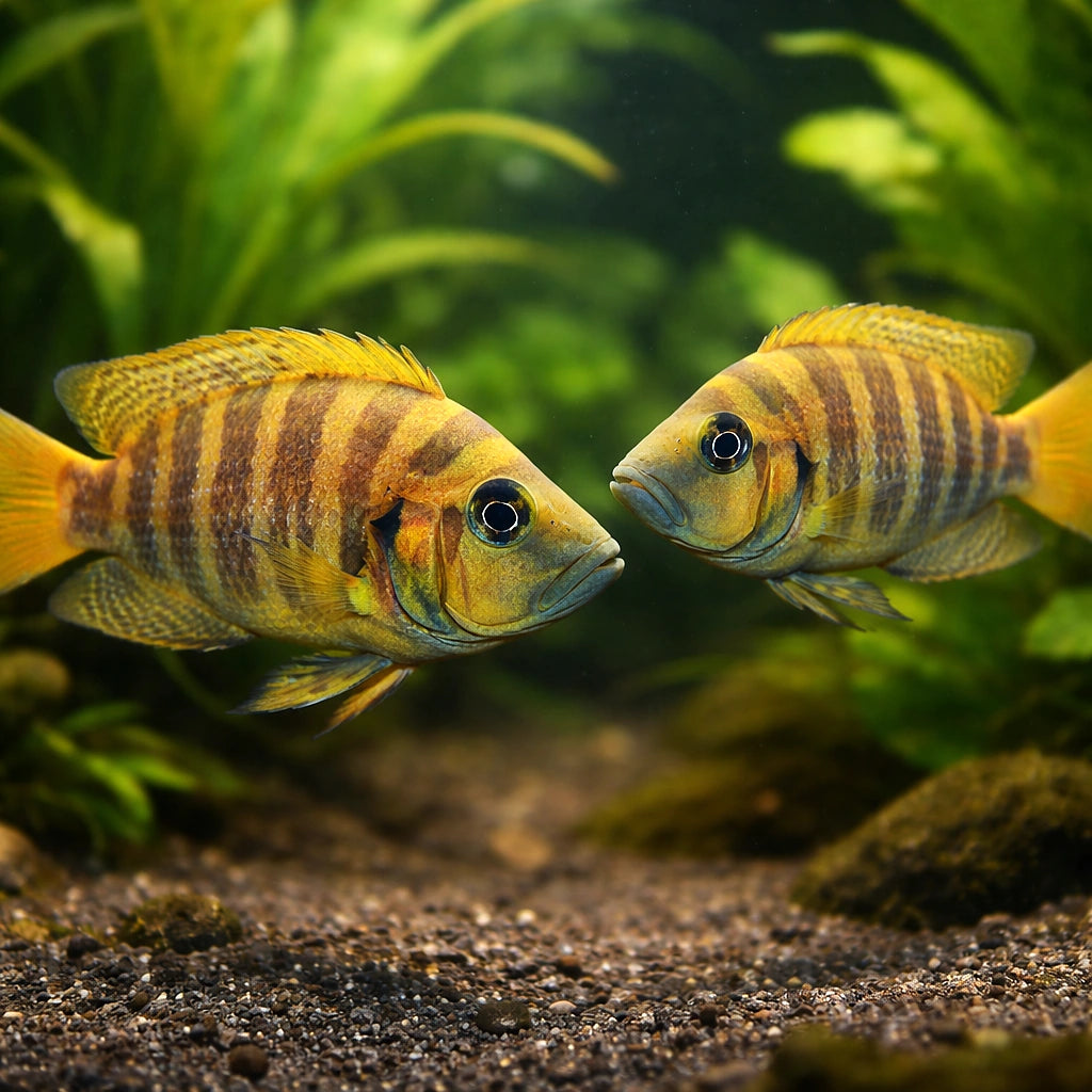 Compressed Cichlid — tropical fish for sale UK — AI pair planted view