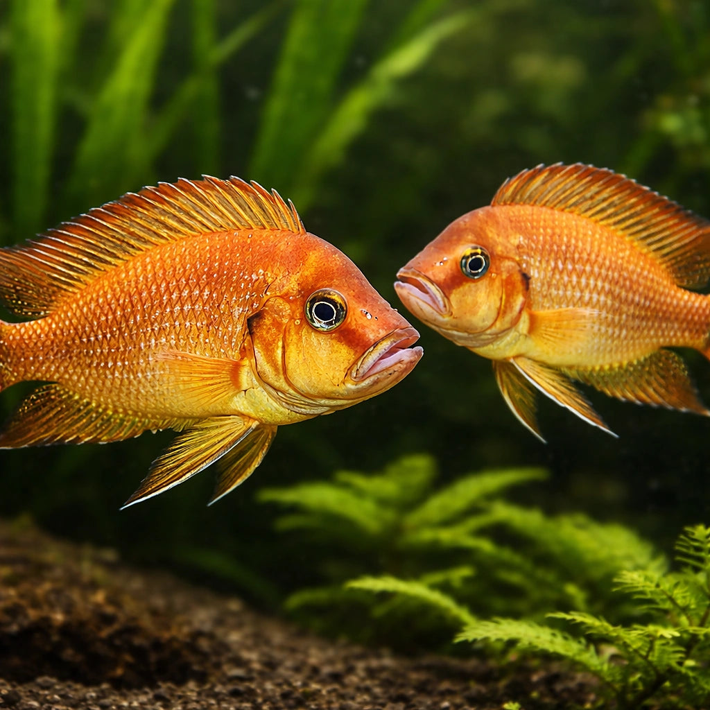 Compressed Cichlid Red — tropical fish for sale UK — AI pair planted view