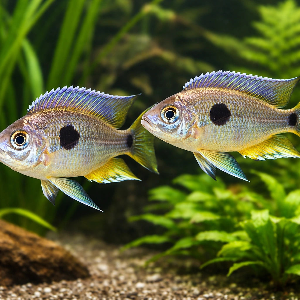Copadichromis pleurostigma yellow 4 - — tropical fish for sale UK — AI pair planted view