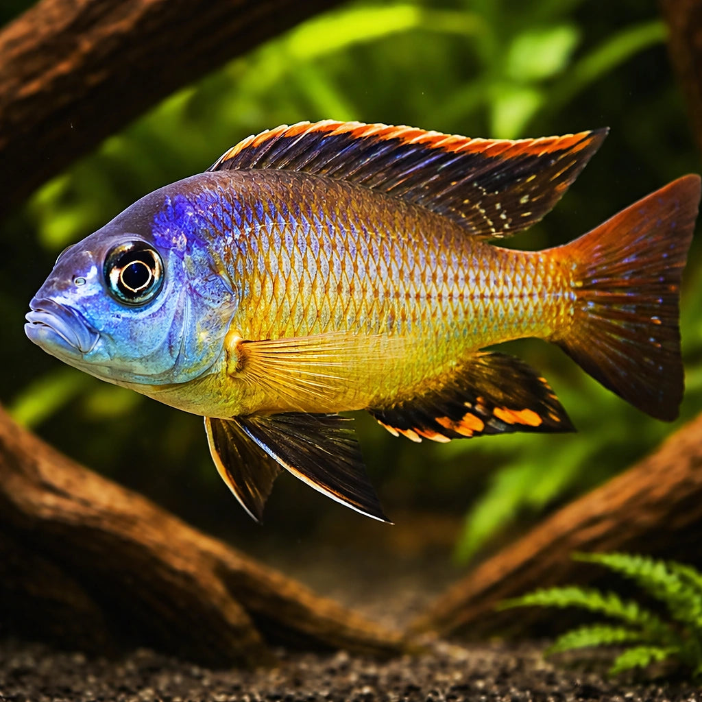 Copadichromis tetrastigma 4 - — tropical fish for sale UK — AI hero driftwood view