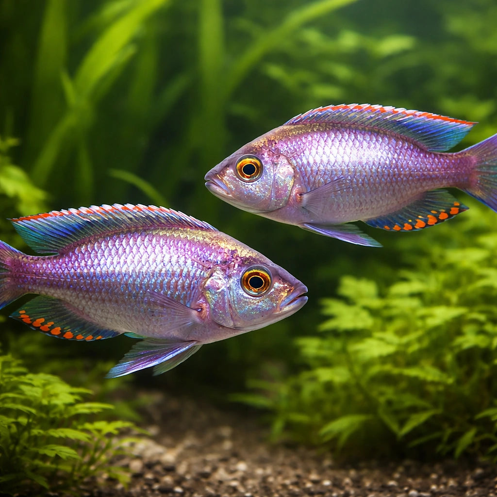 Copadichromis virginalis gold 4 - — tropical fish for sale UK — AI pair planted view