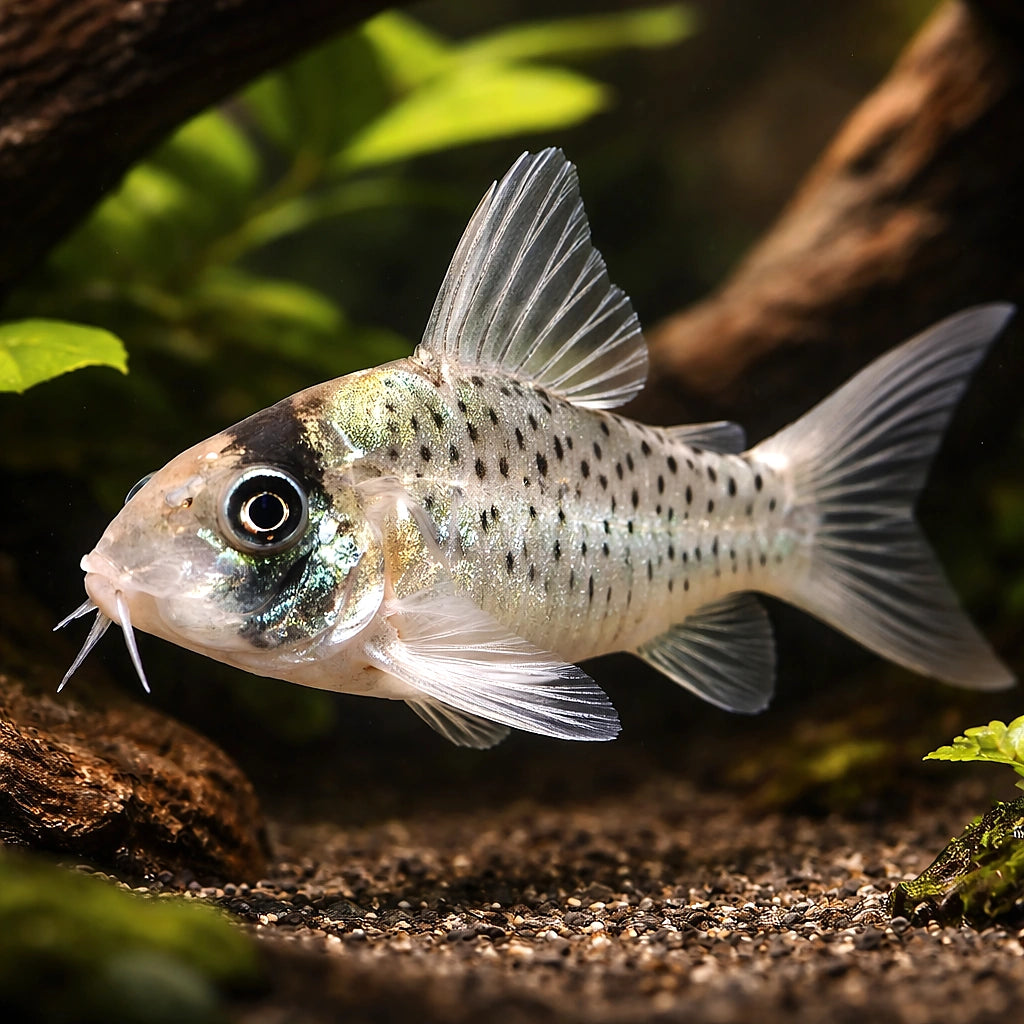Corydoras cf sychri C53 4 - 4, — tropical fish for sale UK — AI hero driftwood view