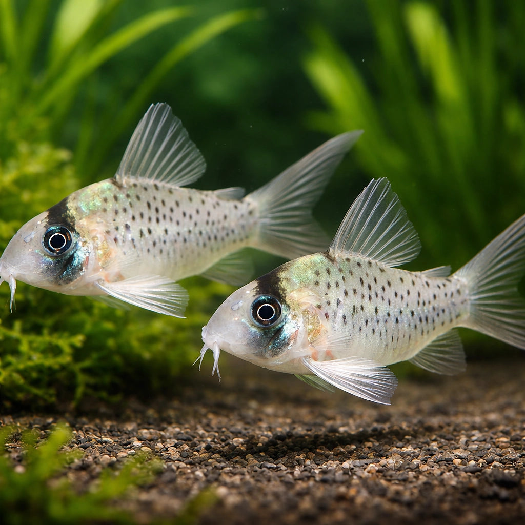 Corydoras cf sychri C53 4 - 4, — tropical fish for sale UK — AI pair planted view