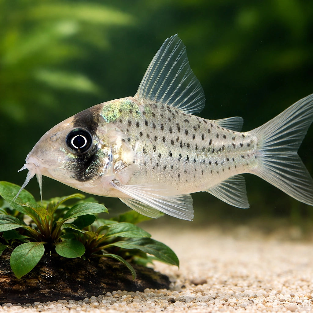 Corydoras cf sychri C53 4 - 4, — tropical fish for sale UK — AI scale plant view