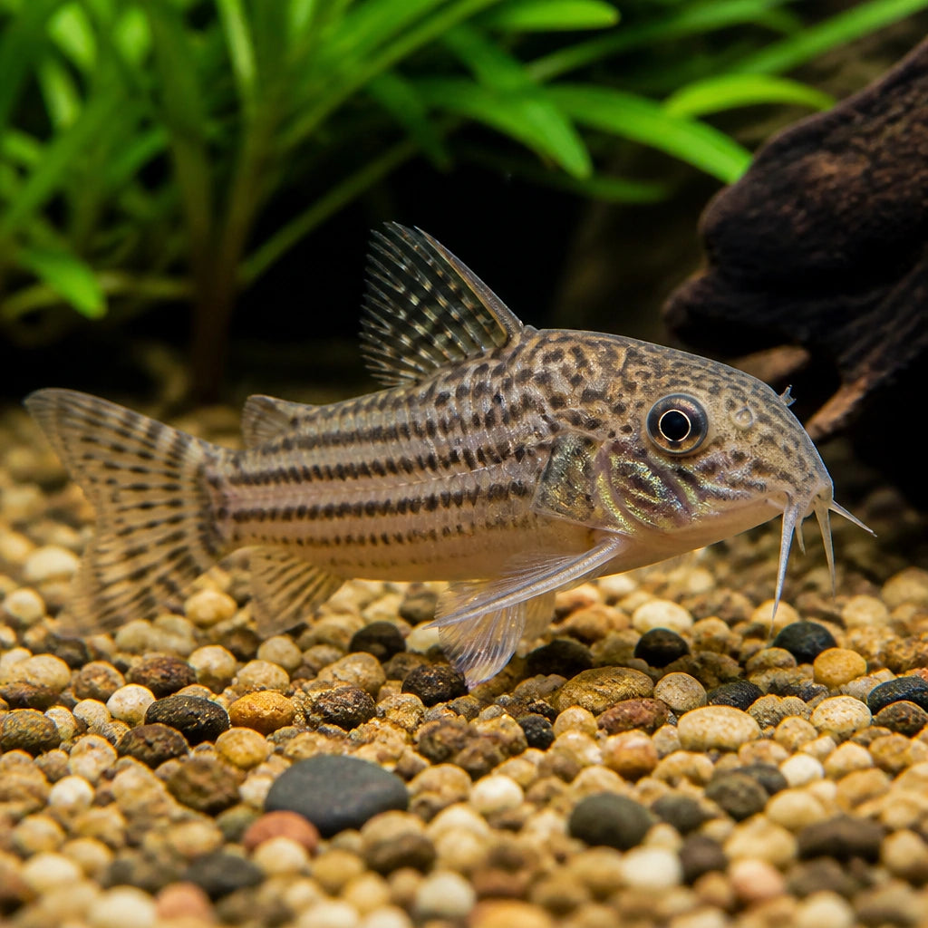 Corydoras mix — tropical fish for sale UK — AI natural aquarium view