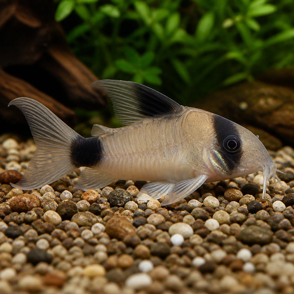 PANDA CORY TROPICAL FISH CORYDORAS CATFISH AQUARIUM CLEANING CREW, Beautiful Freshwater Fish that Enhance your Home Aquarium, Easy Care for Beginners and Enthusiasts Alike — for sale UK — AI natural aquarium view